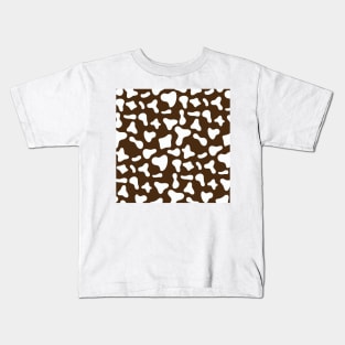 Choco Brown White Cow Print Kids T-Shirt